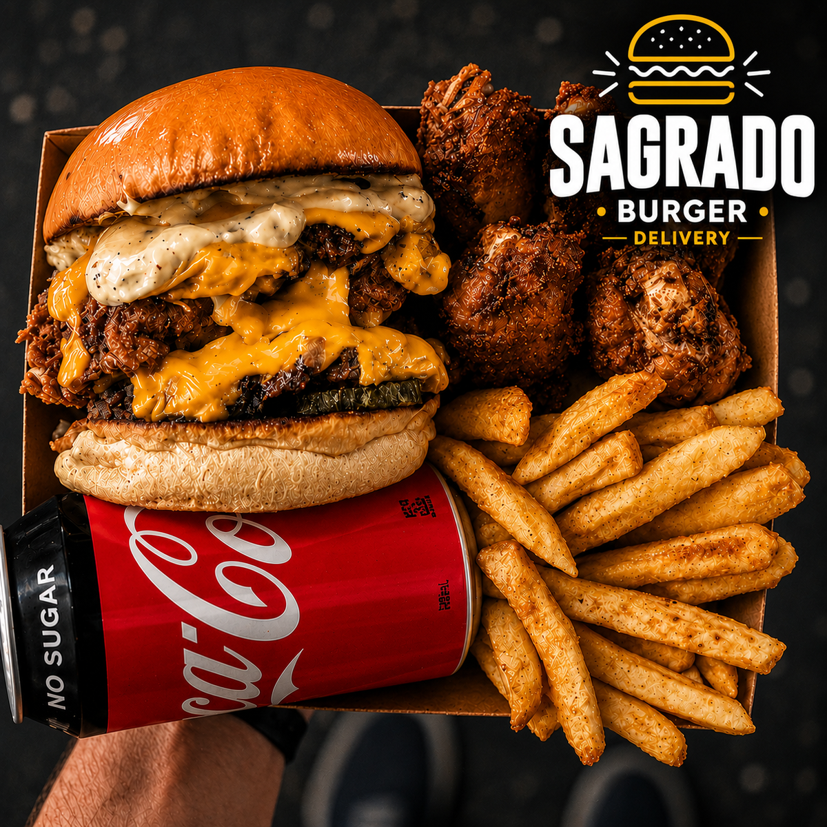 COMBO Solteiro - Classic Chicken Cheese + Coca-Cola + 500g Fritas + 500g Frango Frito