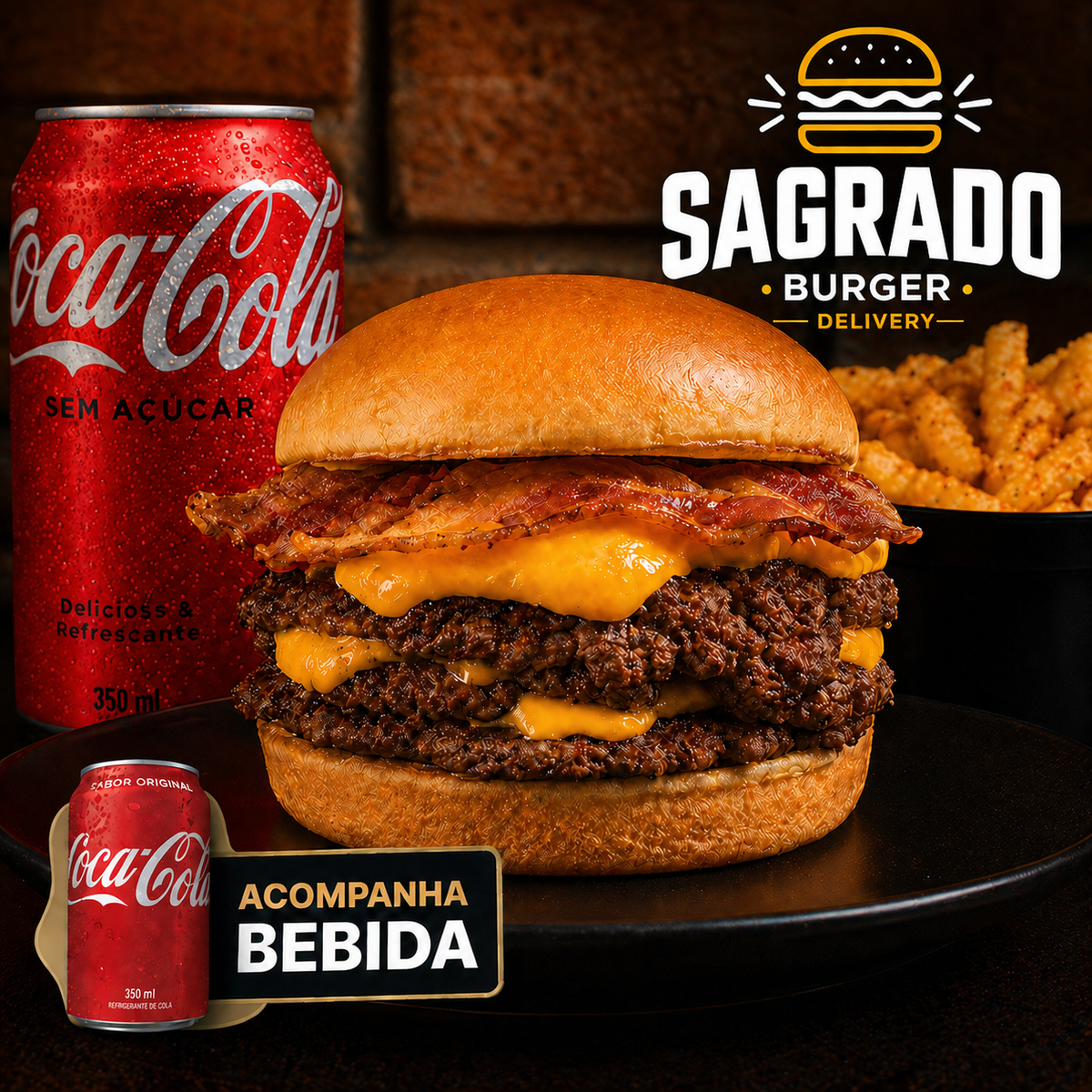 2X COMBO Crispy Bacon em dobro + 2X Coca-Cola + 2X Fritas